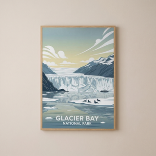Glacier Bay National Park Poster — Vintage Alaska Tidewater Glacier Seal Print