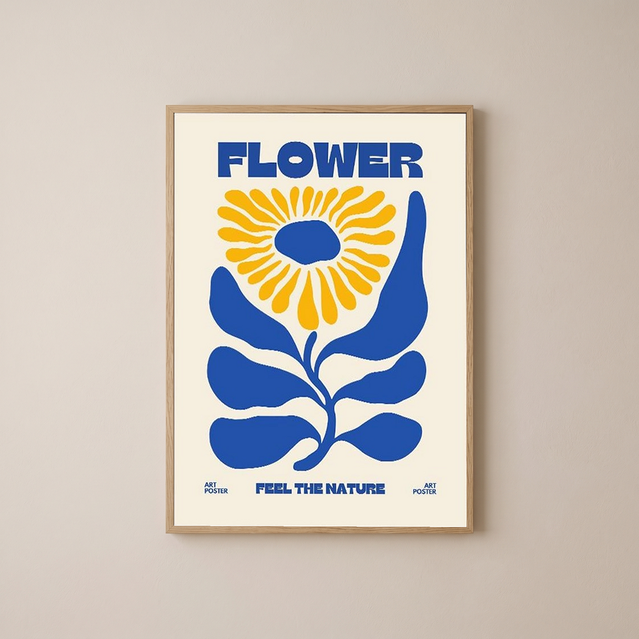 FLOWER Feel the Nature Poster — Mid-Century Botanical Cut-Out Print