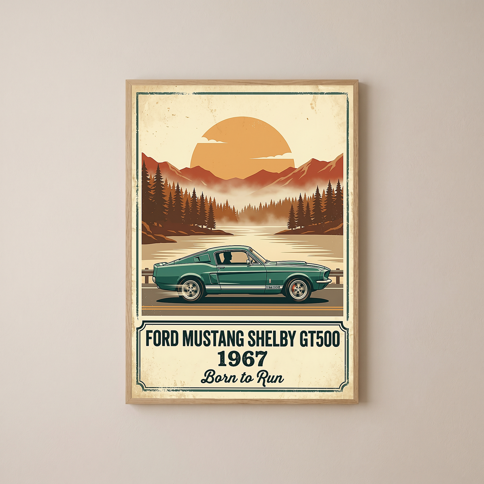 Ford Mustang Shelby GT500 1967 Forest Green Edition — Vintage Muscle Lake Print