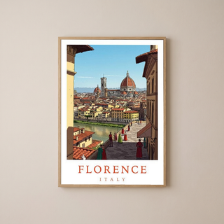 Florence Italy Travel Poster — Duomo Cathedral Renaissance Street Print