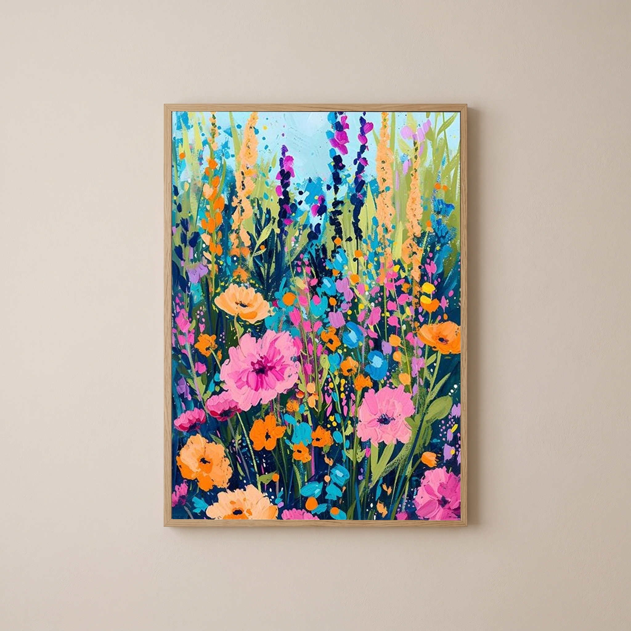 Abstract Flower Field Print — Vibrant Botanical Painterly Wall Art