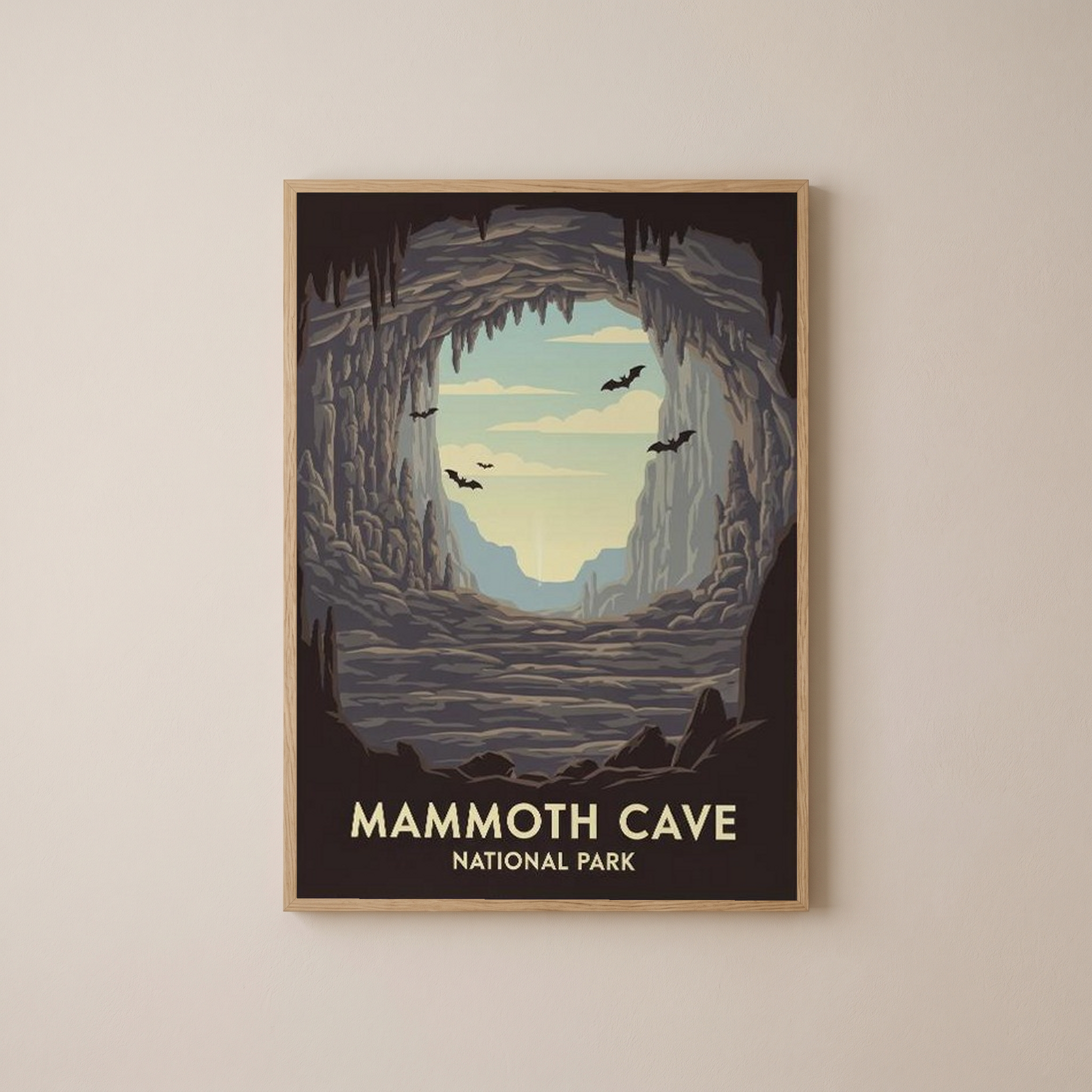 Mammoth Cave National Park Poster — Vintage Kentucky Cave Bat Print