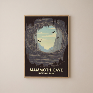 Mammoth Cave National Park Poster — Vintage Kentucky Cave Bat Print