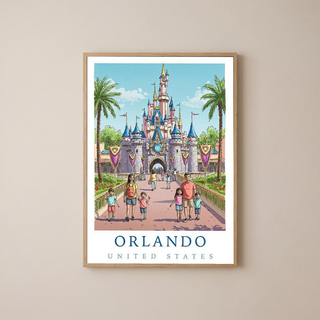 Orlando Florida Travel Poster — Fairy Tale Castle Theme Park Family Print