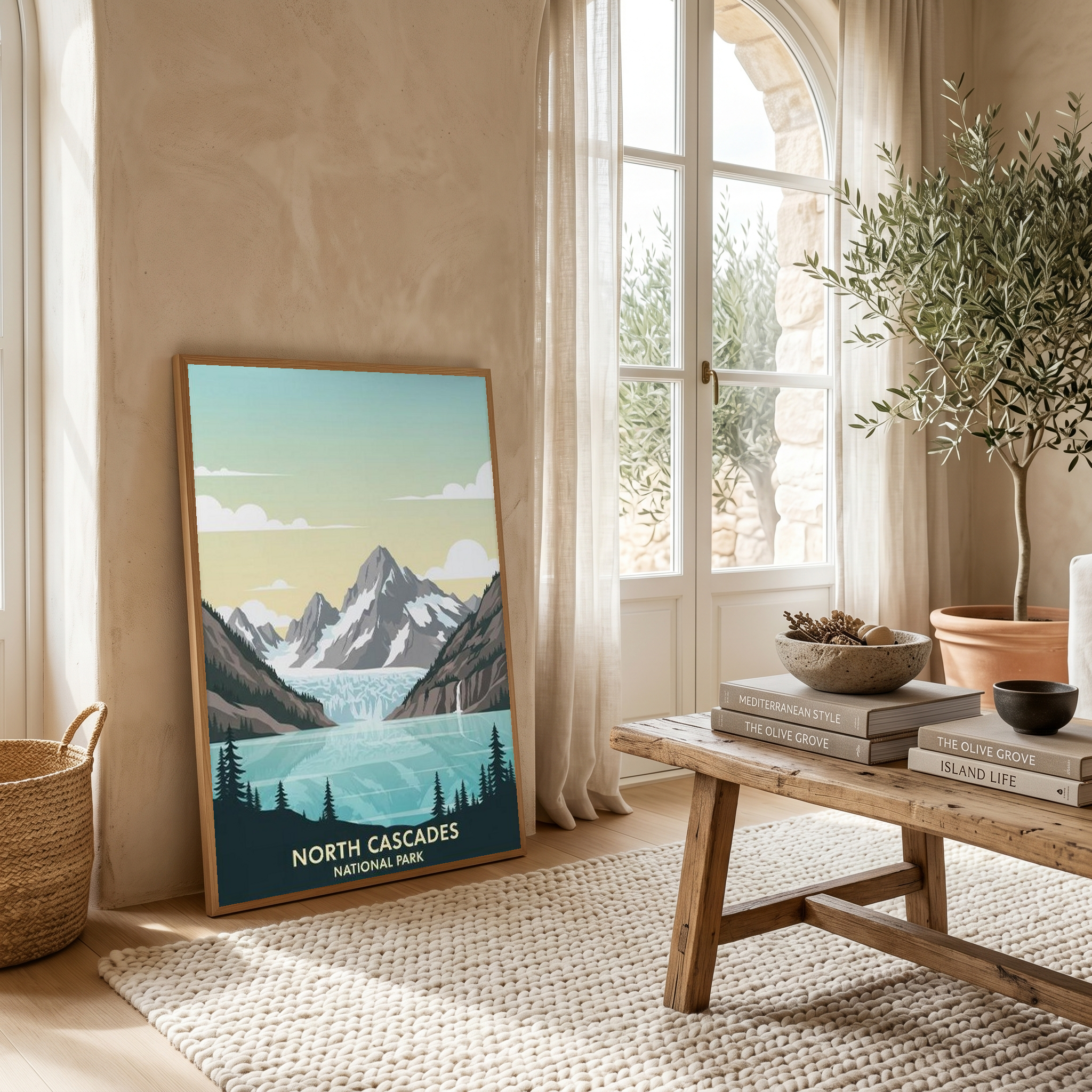 North Cascades National Park Poster — Vintage Washington Glacier Alpine Lake Print