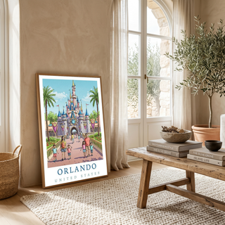 Orlando Florida Travel Poster — Fairy Tale Castle Theme Park Family Print