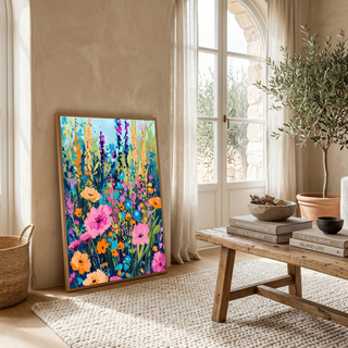 Abstract Flower Field Print — Vibrant Botanical Painterly Wall Art