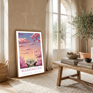 Washington DC — Cherry Blossom Monument Wall Art Print