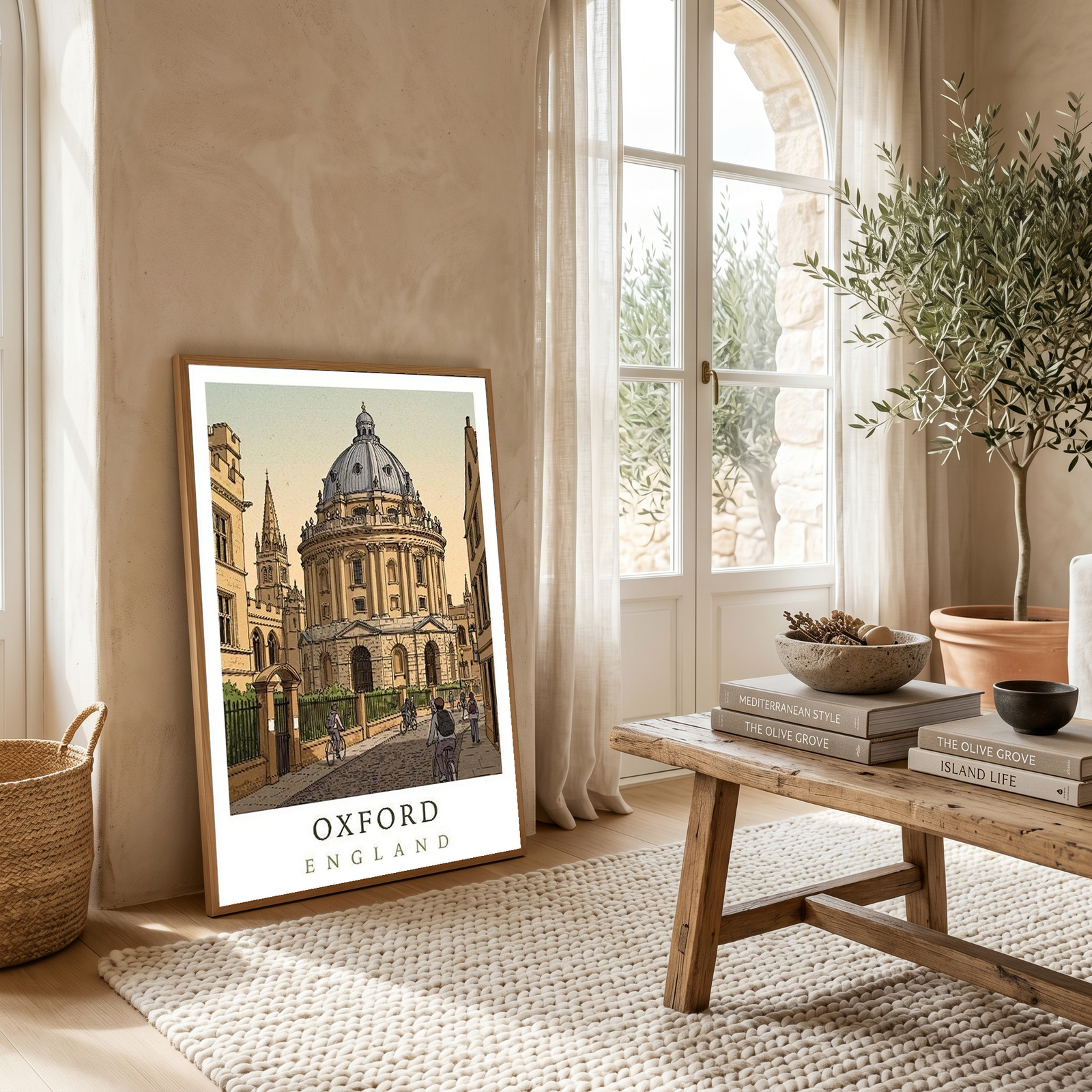 Oxford England Travel Poster — Radcliffe Camera University City Print