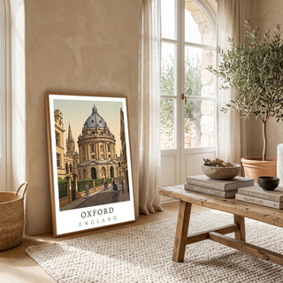 Oxford England Travel Poster — Radcliffe Camera University City Print