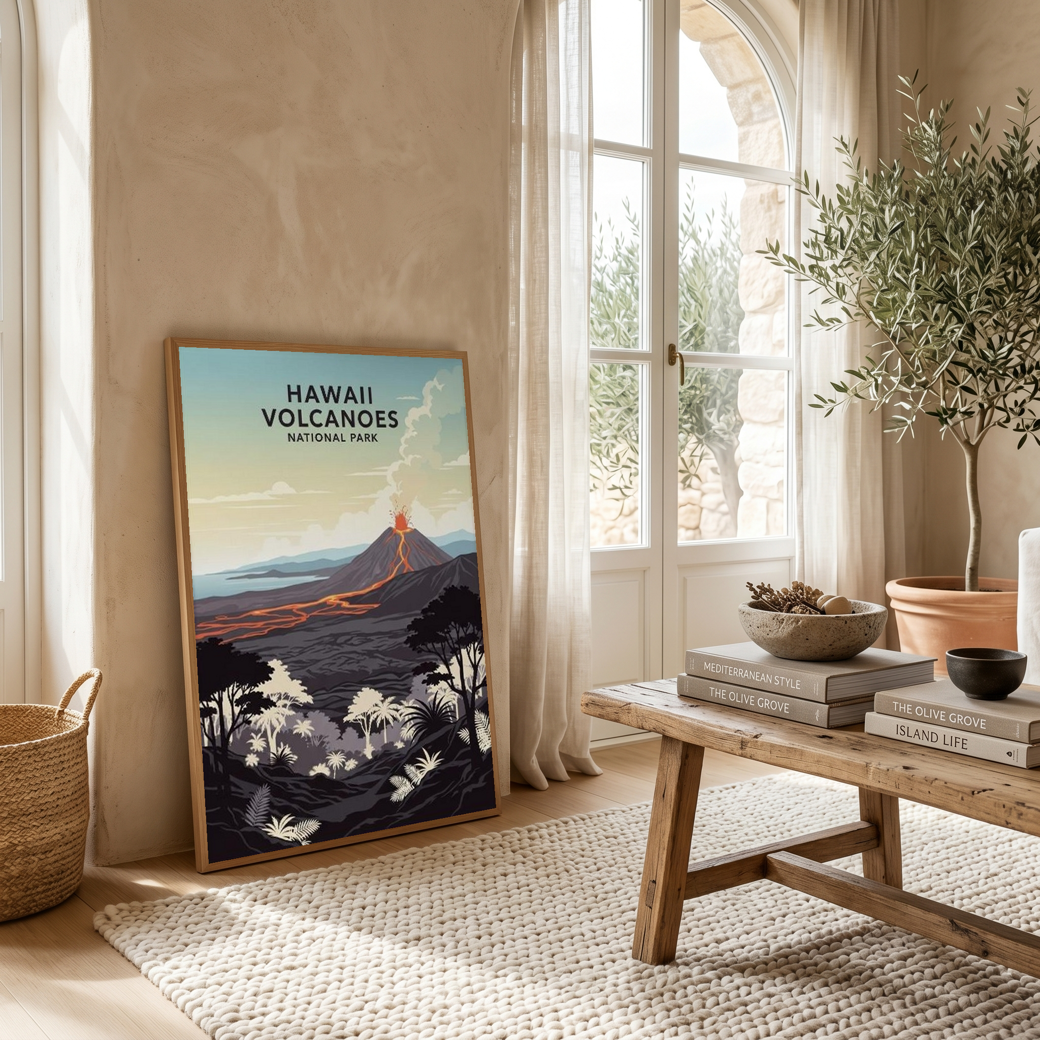 Hawaii Volcanoes National Park Poster — Vintage Kilauea Lava Tropical Print