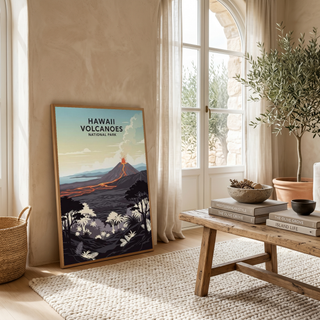 Hawaii Volcanoes National Park Poster — Vintage Kilauea Lava Tropical Print