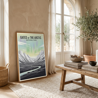 Gates of the Arctic National Park Poster — Vintage Alaska Aurora Caribou Print