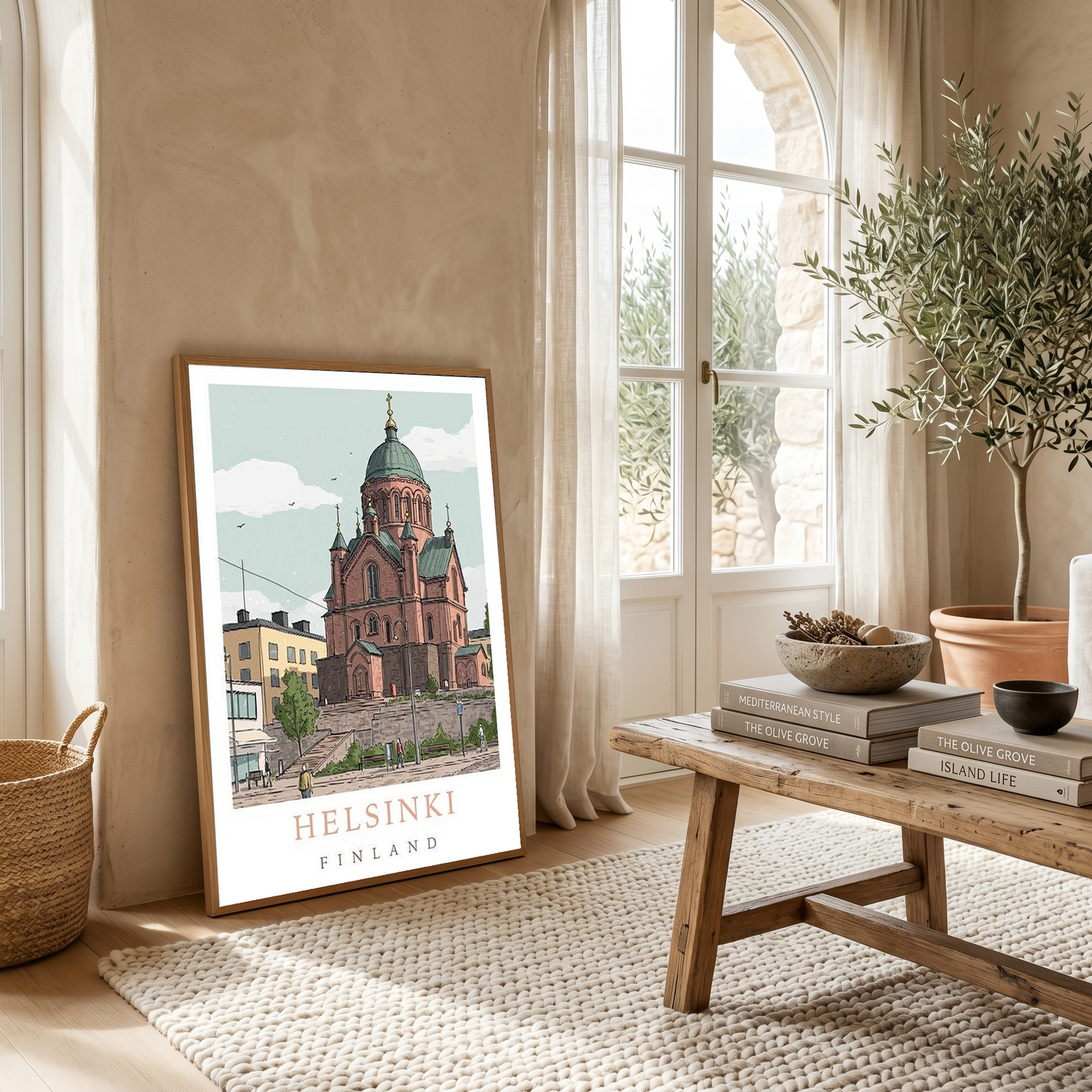 Helsinki Finland Travel Poster — Uspenski Cathedral Nordic City Print