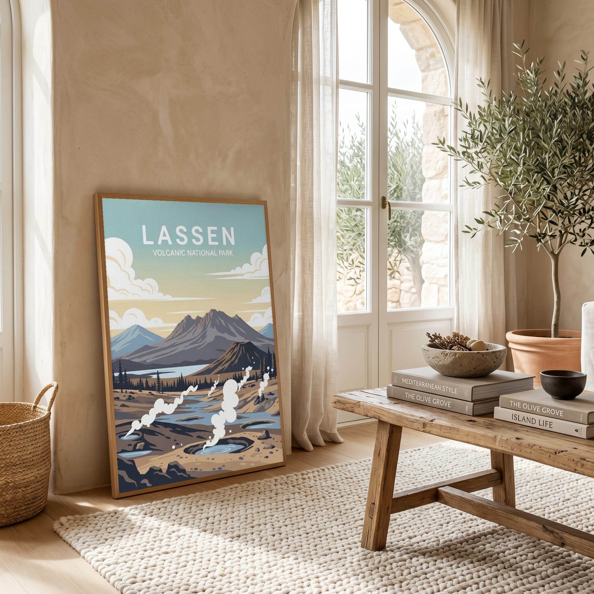 Lassen Volcanic National Park Poster — Vintage California Hydrothermal Print