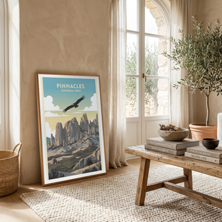 Pinnacles National Park Poster — Vintage California Condor Rock Spires Print