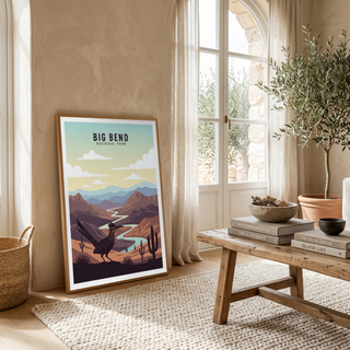 Big Bend National Park Poster — Vintage Texas Roadrunner Rio Grande Print