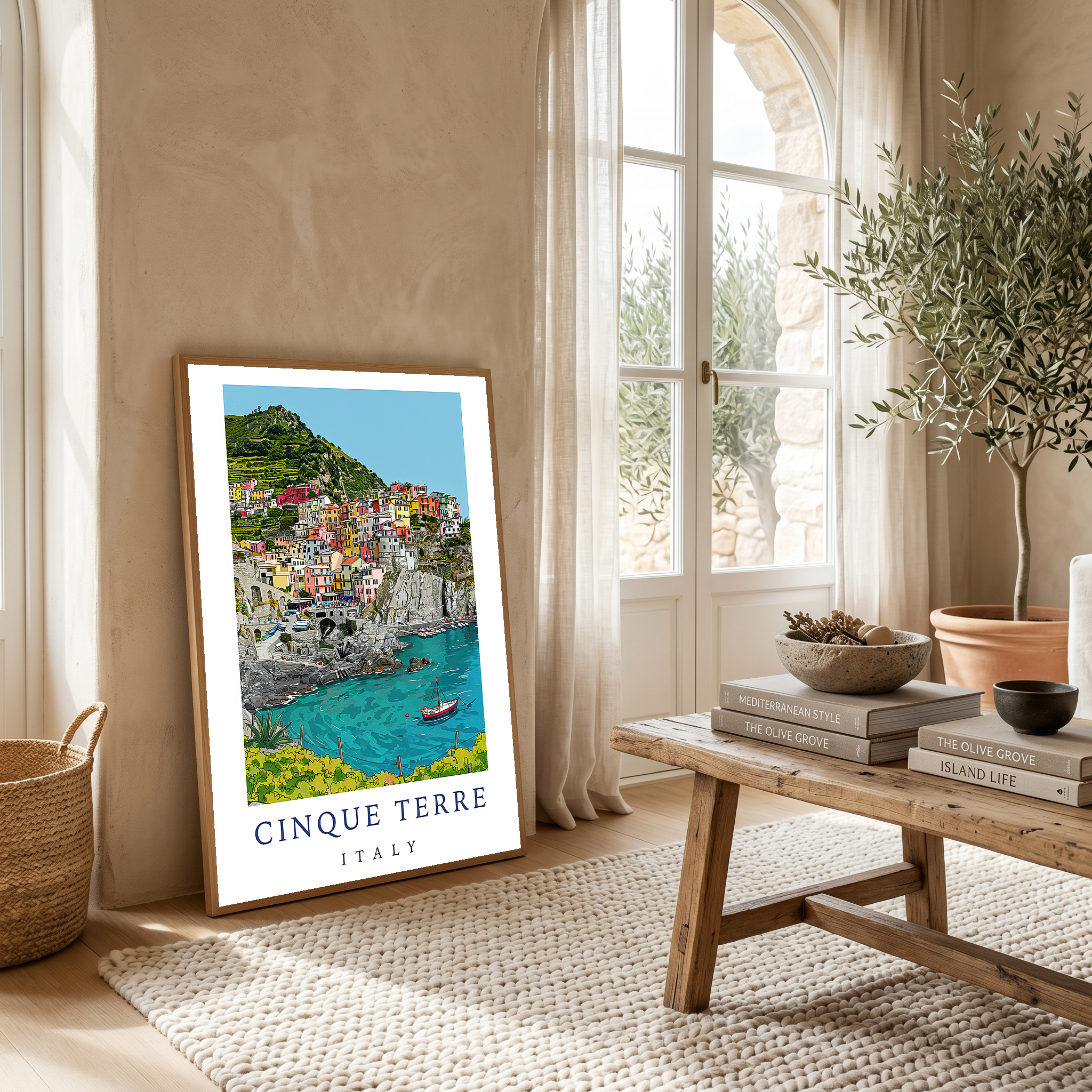 Cinque Terre Italy Travel Poster — Manarola Coastal Village Print