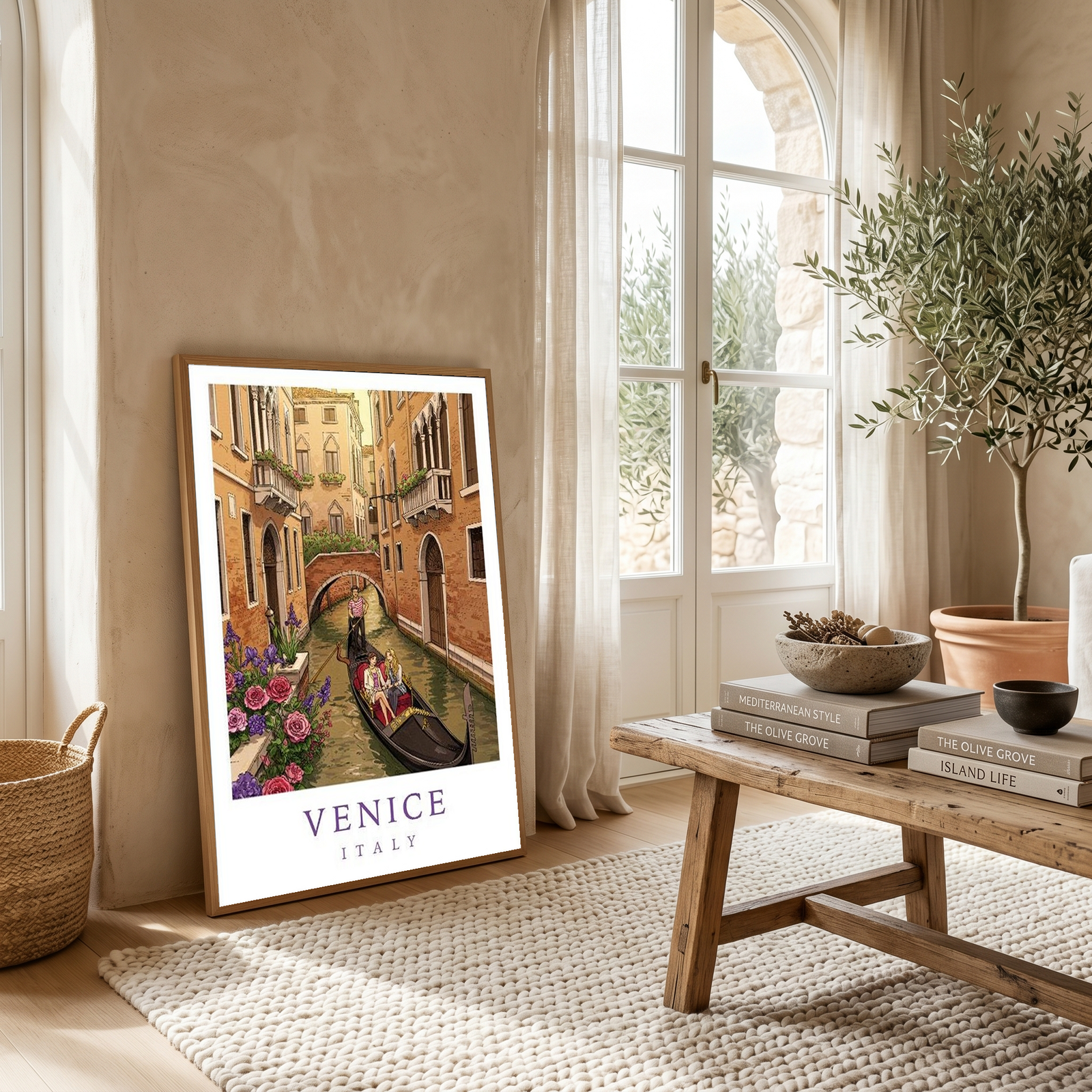 Venice Italy Travel Poster — Gondola Canal Romantic Wall Art Print