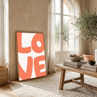 LOVE Poster — Bold Minimalist Typography Orange Wall Art Print