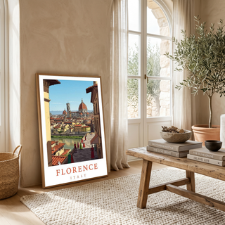 Florence Italy Travel Poster — Duomo Cathedral Renaissance Street Print