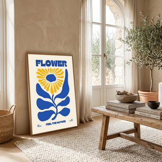 FLOWER Feel the Nature Poster — Mid-Century Botanical Cut-Out Print