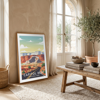 Capitol Reef National Park Poster — Vintage Utah Waterpocket Fold Print