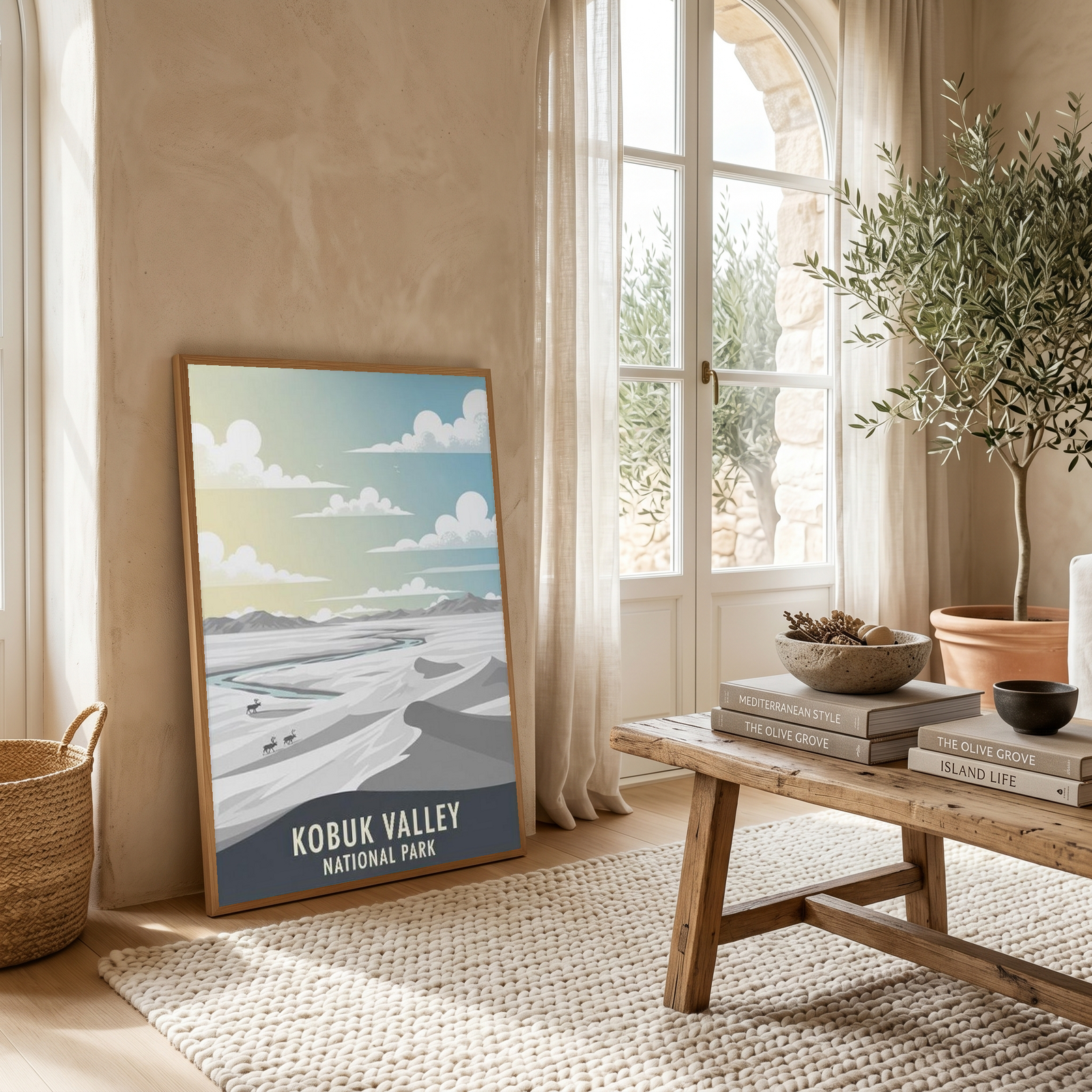 Kobuk Valley National Park Poster — Vintage Alaska Arctic Sand Dunes Caribou