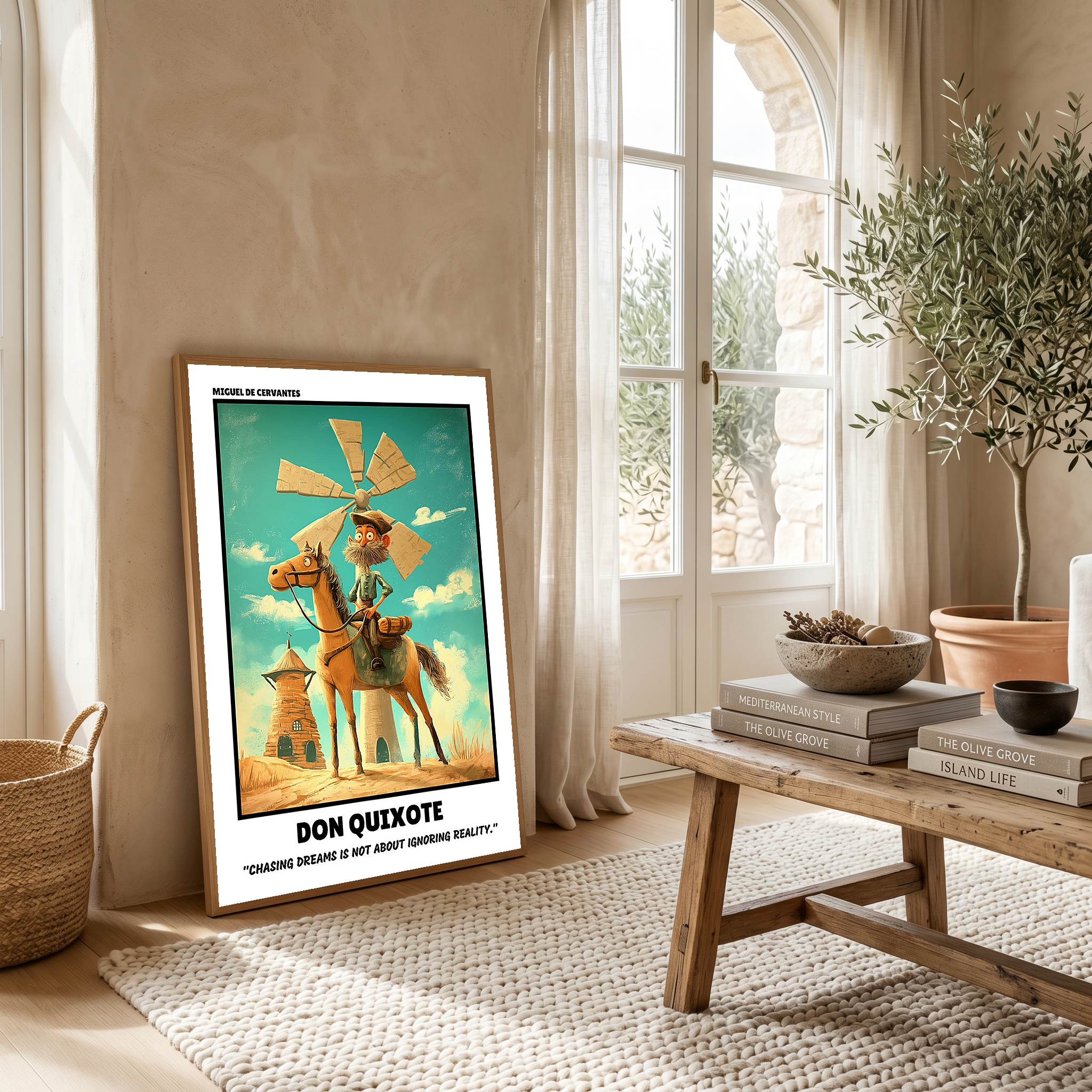 Don Quixote Poster - Chasing Dreams Literary Quote Wall Art Print