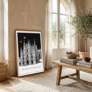 Duomo di Milano Italy Poster — Milan Cathedral Gold Moons Print