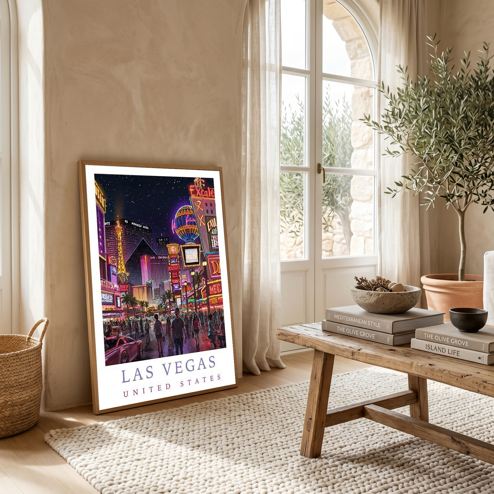 Las Vegas Travel Poster — Neon Strip Night Cityscape Print