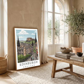 Edinburgh Scotland Travel Poster — Castle Royal Mile Old Town Print