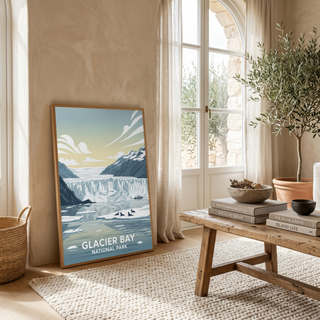 Glacier Bay National Park Poster — Vintage Alaska Tidewater Glacier Seal Print
