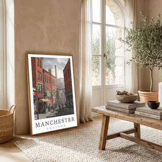 Manchester England Travel Poster — Northern Quarter Street Art Print