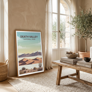 Death Valley National Park Poster — Vintage Sand Dunes Desert Mountain Print