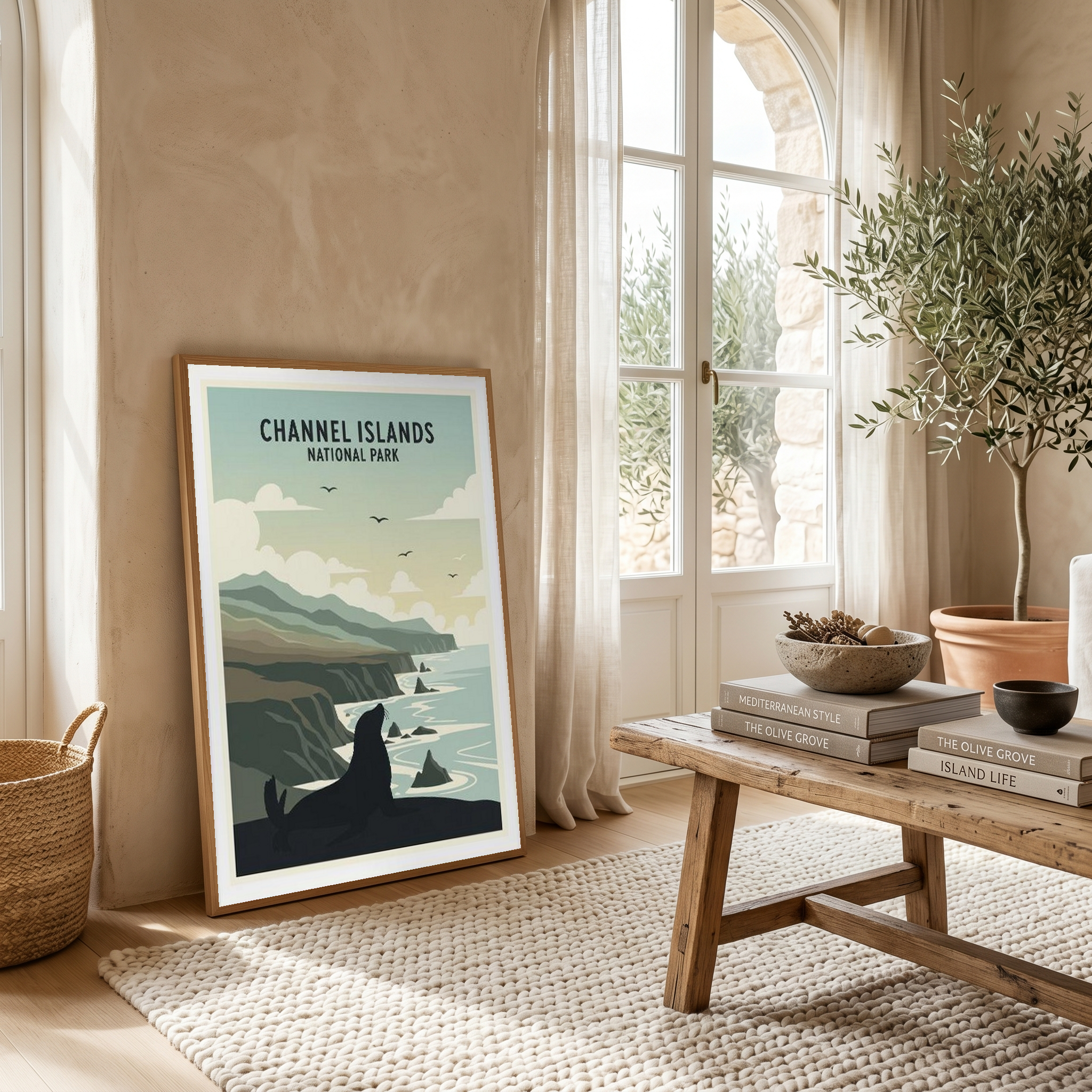 Channel Islands National Park Poster — Vintage California Sea Lion Coast Print