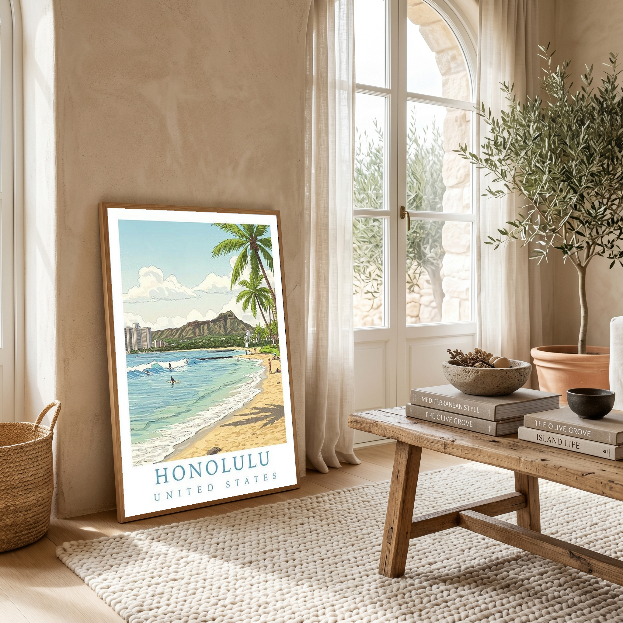 Honolulu Hawaii — Waikiki Beach Diamond Head Wall Art Print