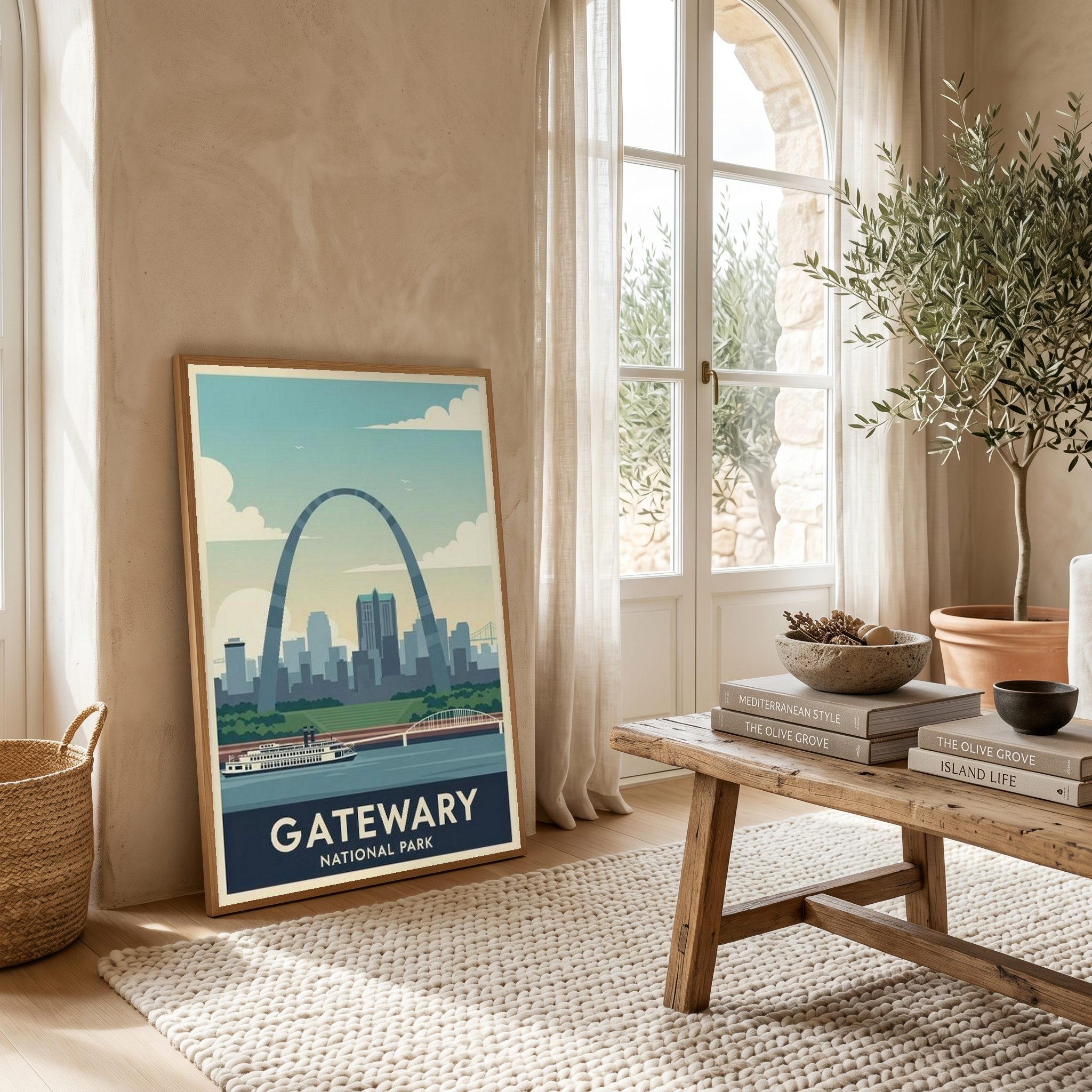Gateway Arch National Park Poster — Vintage St. Louis Mississippi River Print