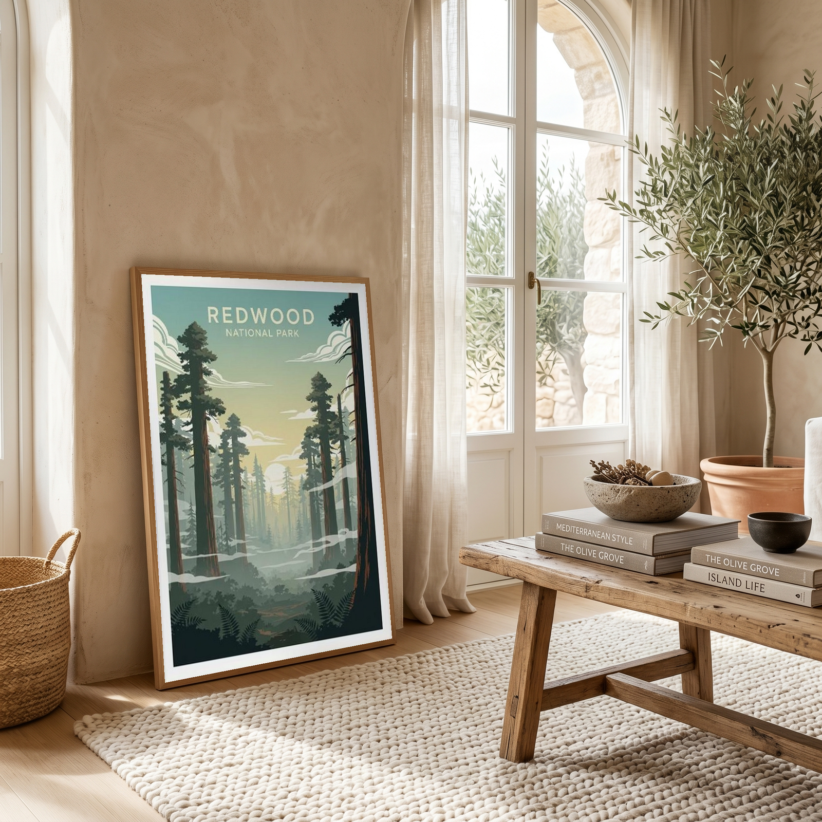 Redwood National Park Poster — Vintage California Towering Forest Print