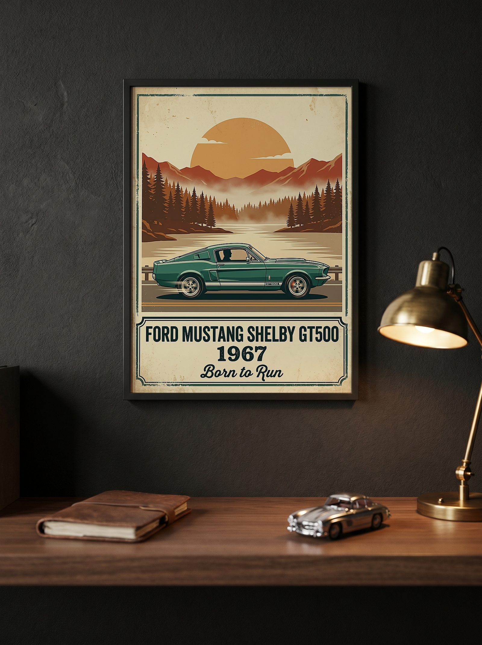 Ford Mustang Shelby GT500 1967 Forest Green Edition — Vintage Muscle Lake Print