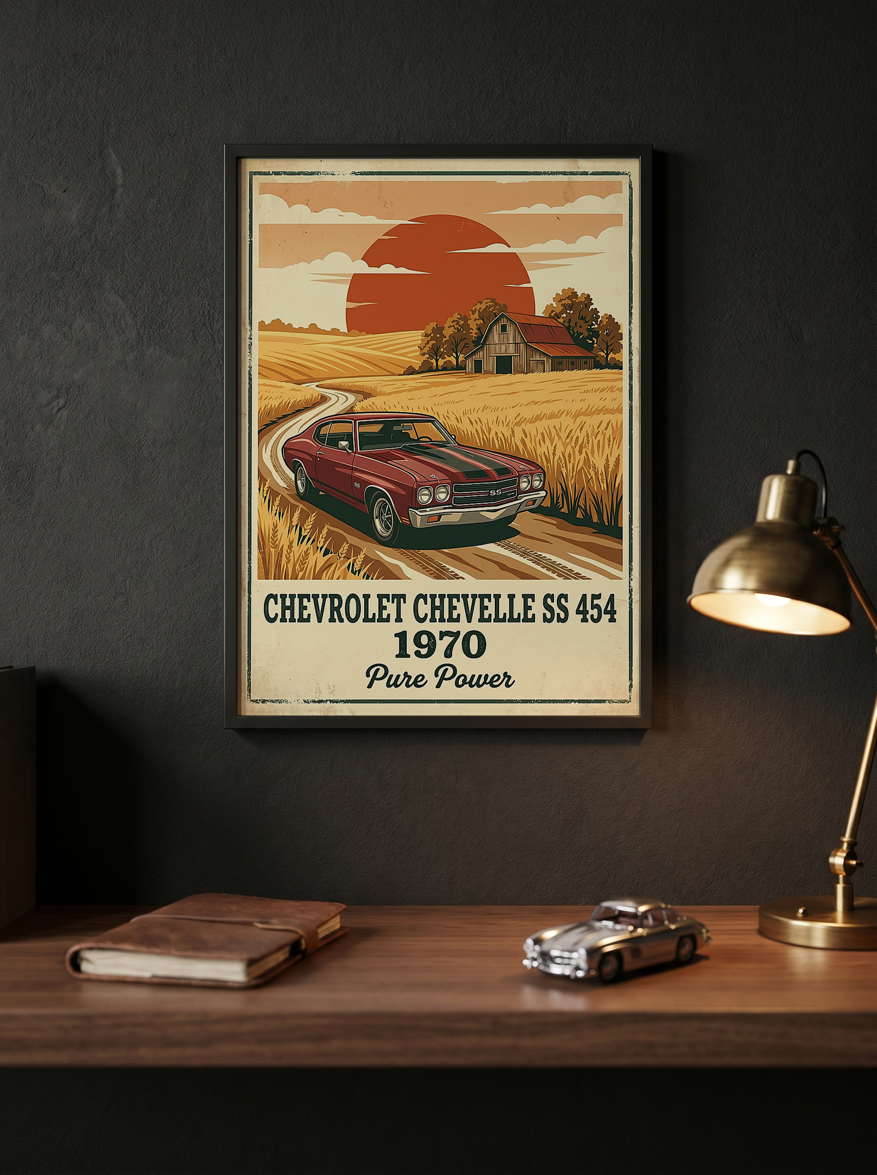 Chevrolet Chevelle SS 454 1970 Poster — Vintage Muscle Car Country Barn Print