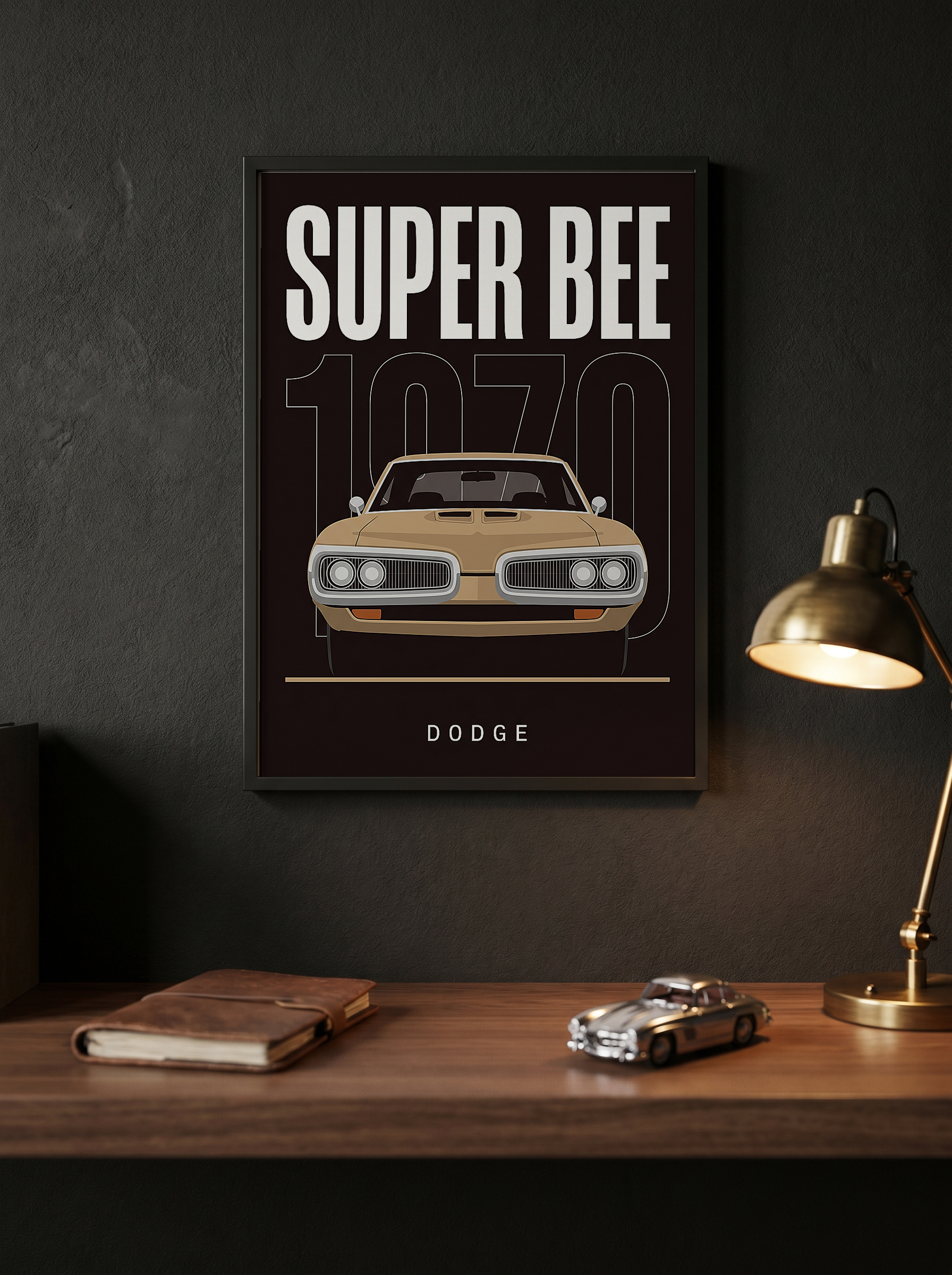 Dodge Super Bee 1970 Minimalist Poster — Black Muscle Car Line Art