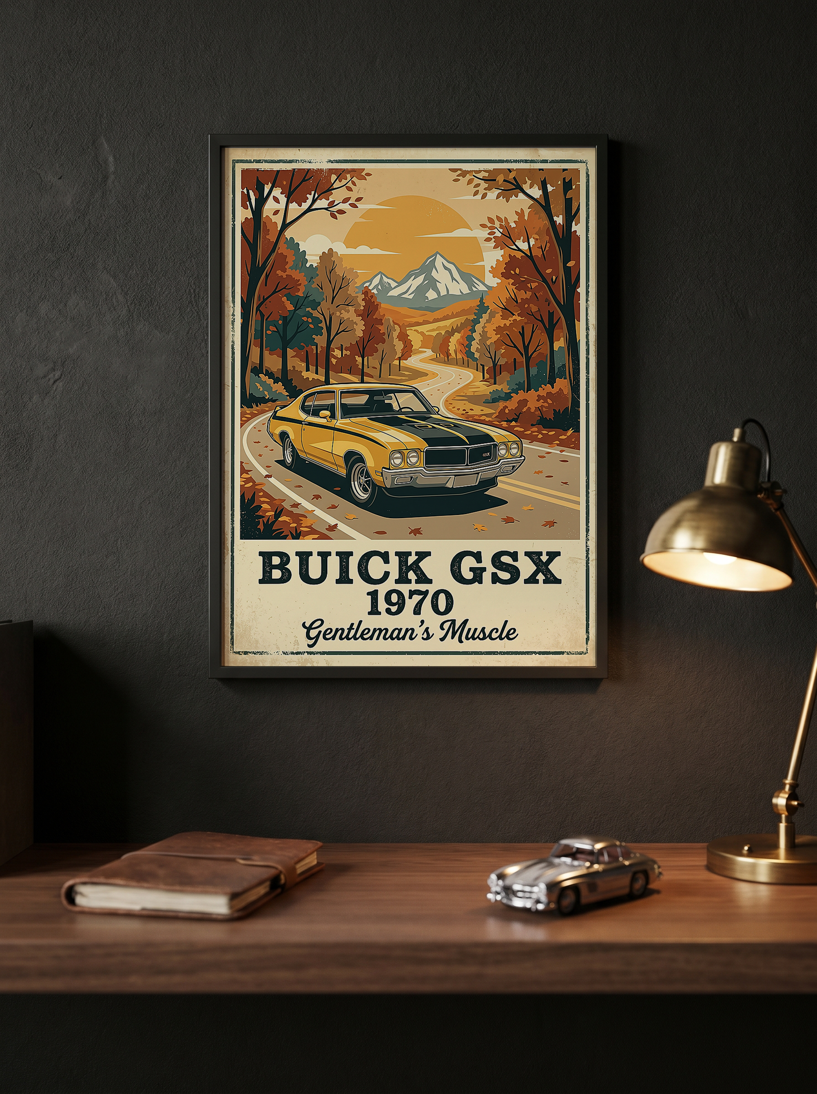 Buick GSX 1970 Poster — Vintage Muscle Car Fall Mountain Road Print