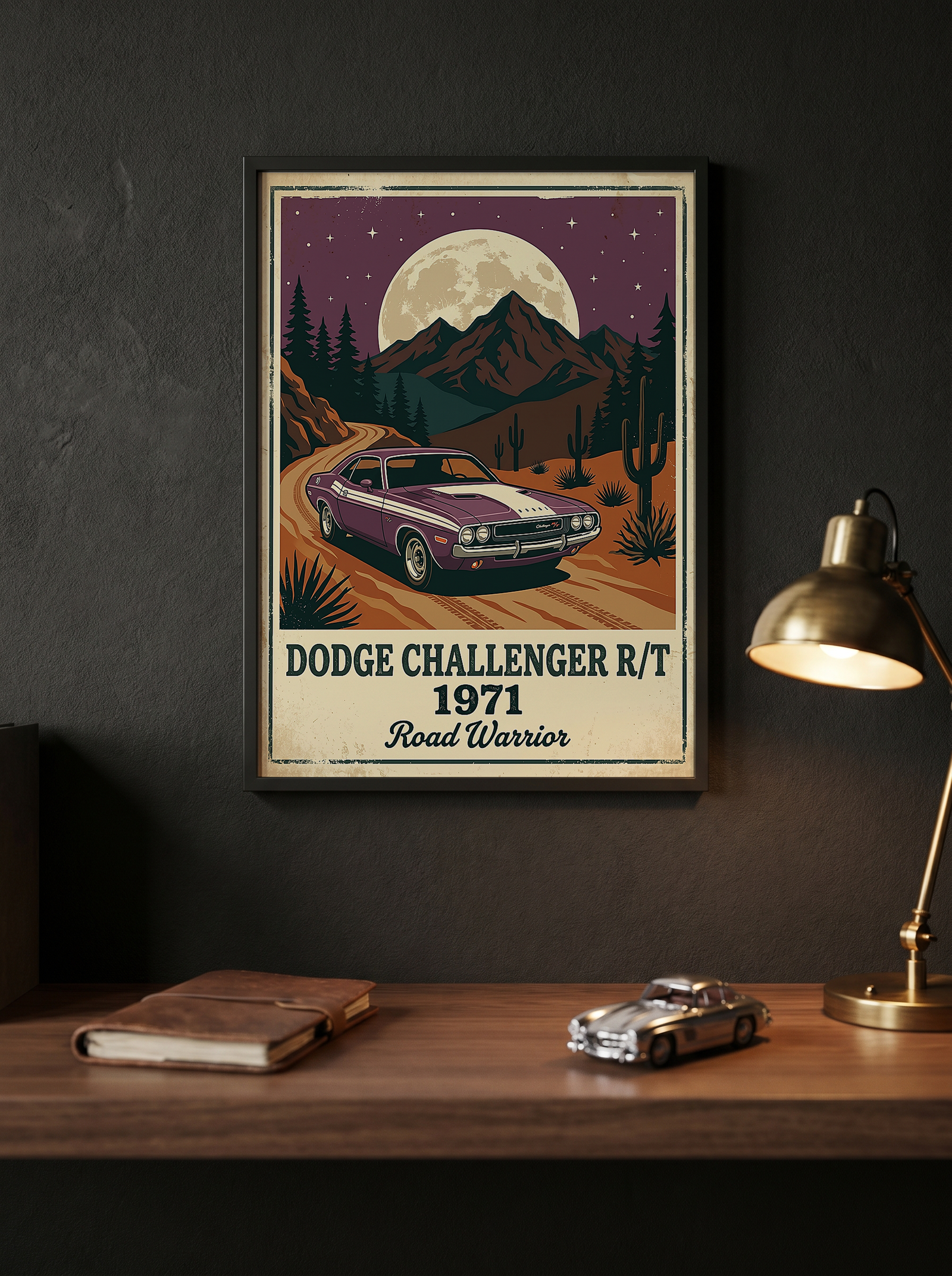Dodge Challenger R/T 1971 Poster — Vintage Muscle Car Desert Moon Print
