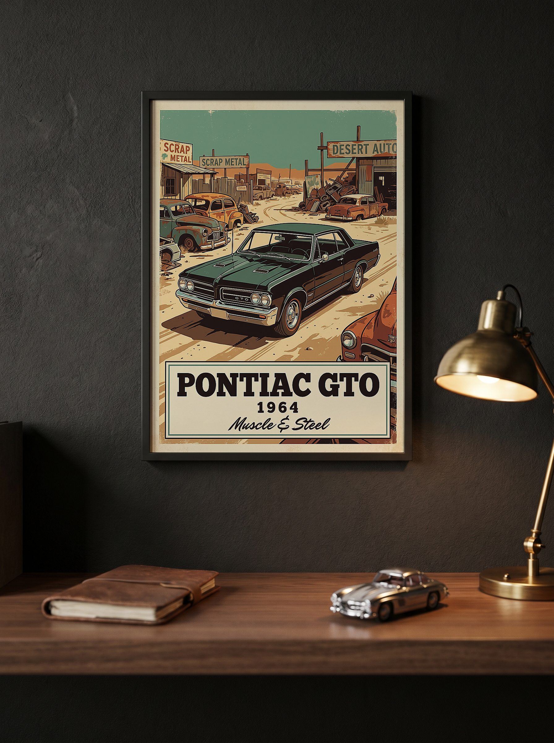 Pontiac GTO 1964 V2 Poster — Vintage Muscle Desert Junkyard Print