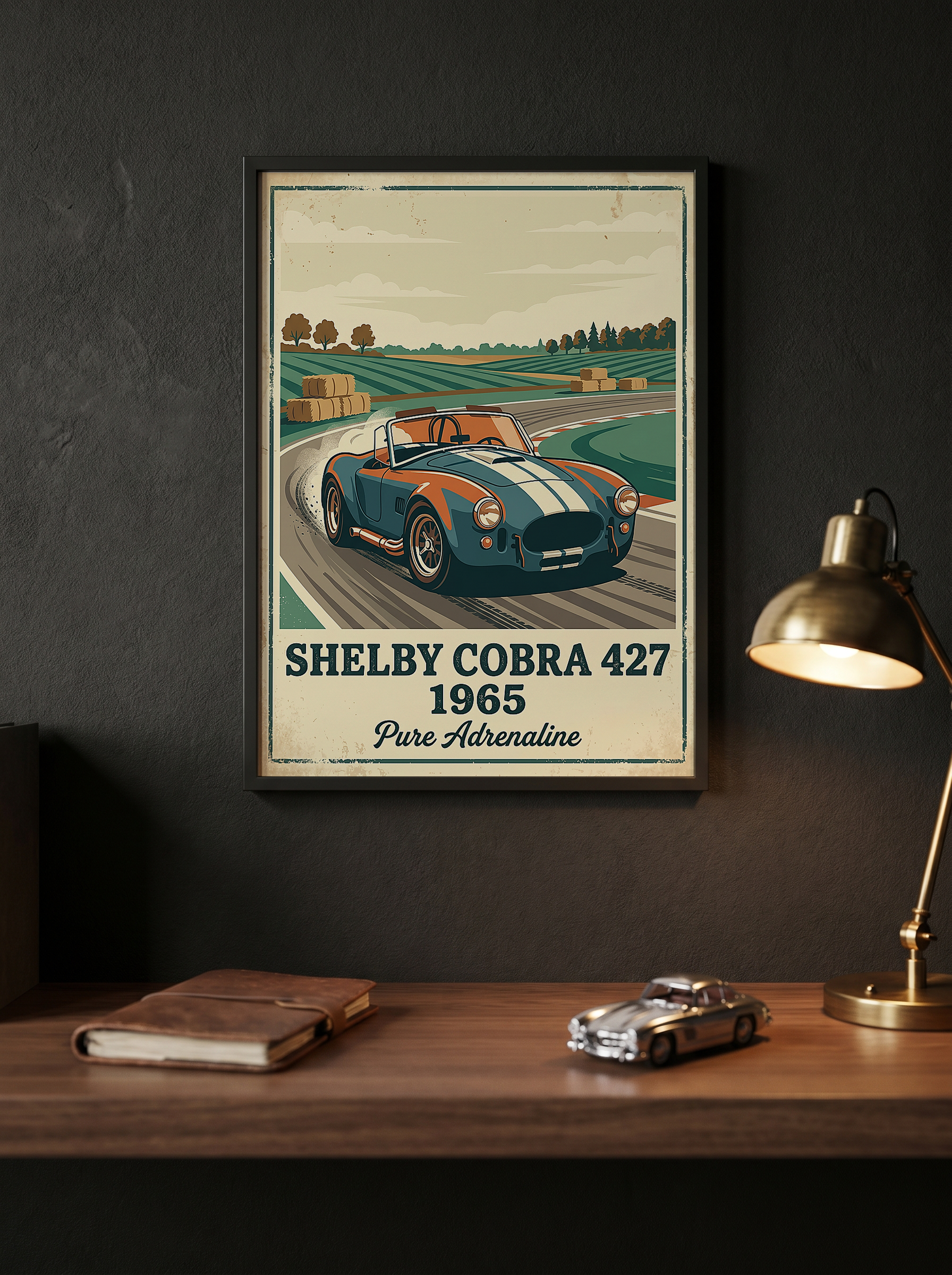 Shelby Cobra 427 1965 Poster — Vintage Race Track Roadster Print