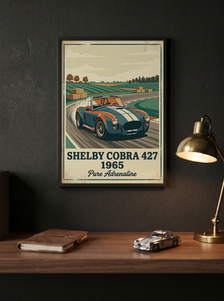 Shelby Cobra 427 1965 Poster — Vintage Race Track Roadster Print