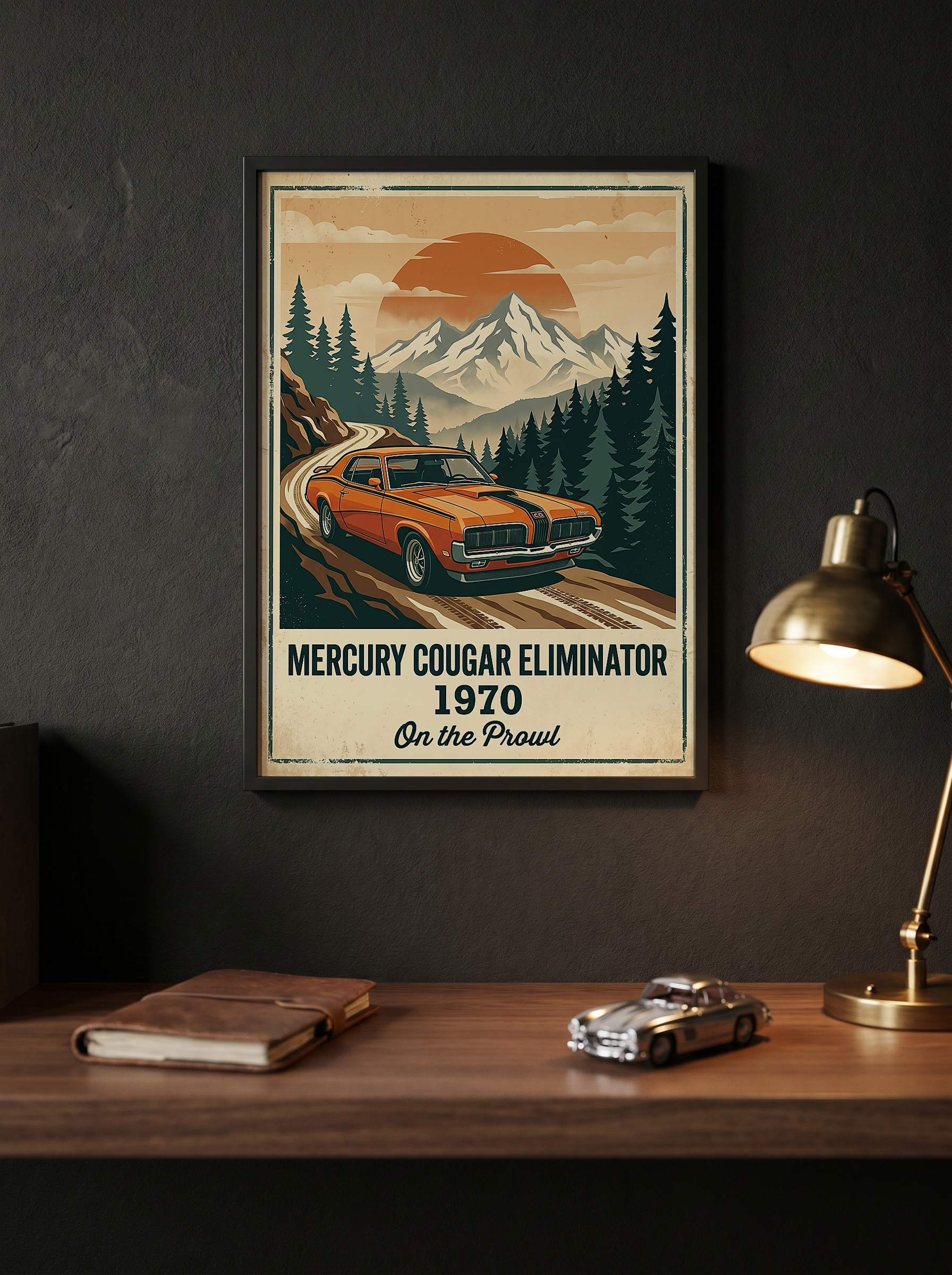 Mercury Cougar Eliminator 1970 Poster — Vintage Muscle Car Mountain Pine Print