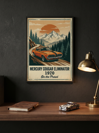 Mercury Cougar Eliminator 1970 Poster — Vintage Muscle Car Mountain Pine Print
