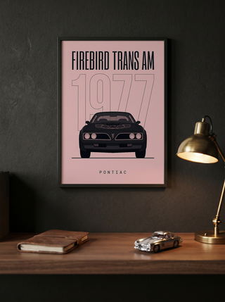 Pontiac Firebird Trans Am 1977 Minimalist Poster — Blush Pink Muscle Line Art
